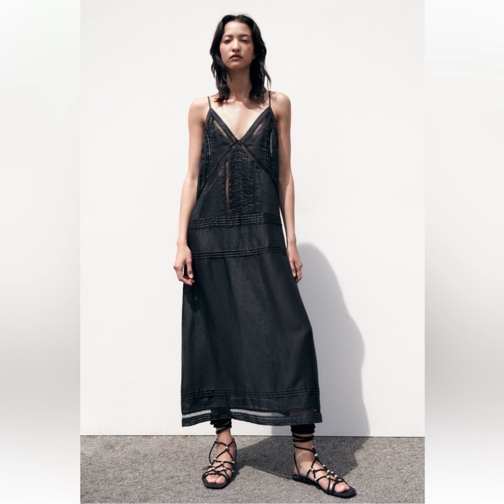 Black Zara LACE INSERT RAMIE DRESS Dress XS